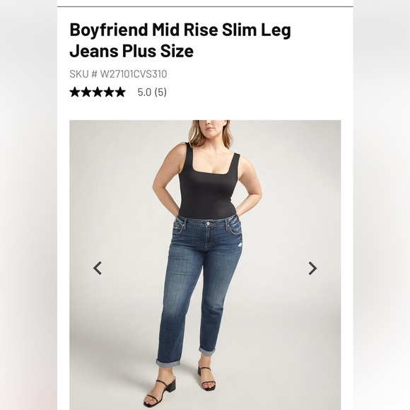 🆕 NWT Silver Jeans Boyfriend Mid Rise Slim Leg Jeans, 14/29 - Picture 4 of 13